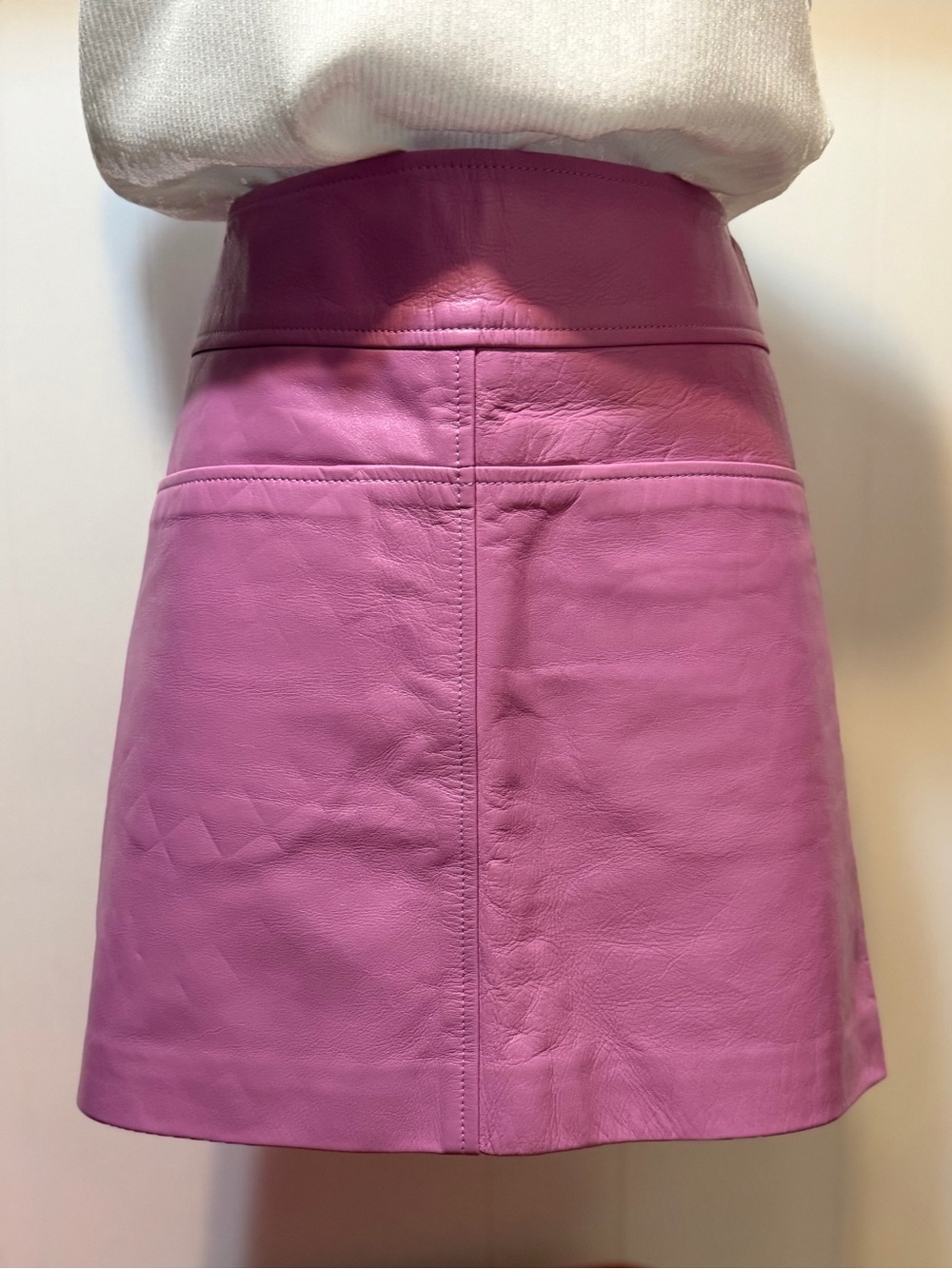 Coach Pink Calf Leather A-Line Mini Skirt w Pockets Sz 10
